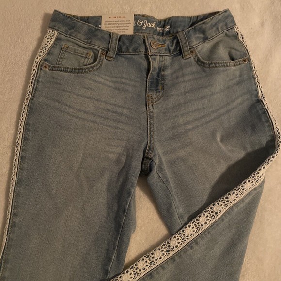 Cat & Jack New Girls Crop Super Stretch Lace Denim Jeans Light Wash Size 12 - Picture 3 of 8